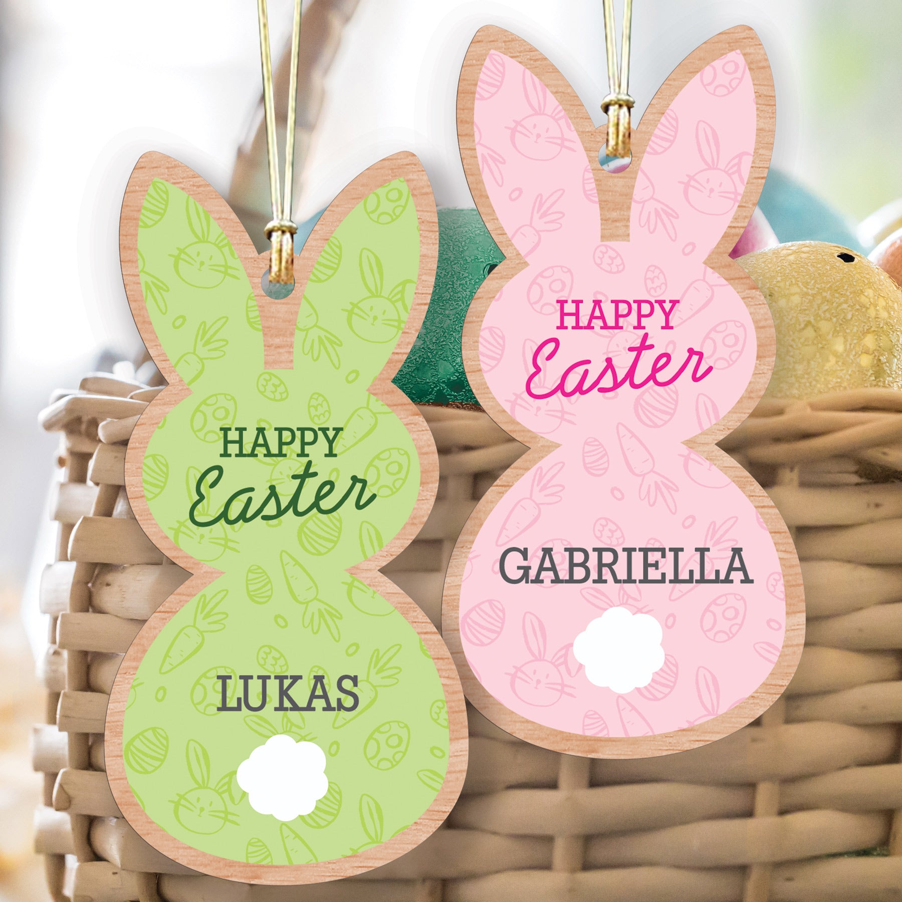 Personalized Happy Easter Bunny Basket Tag