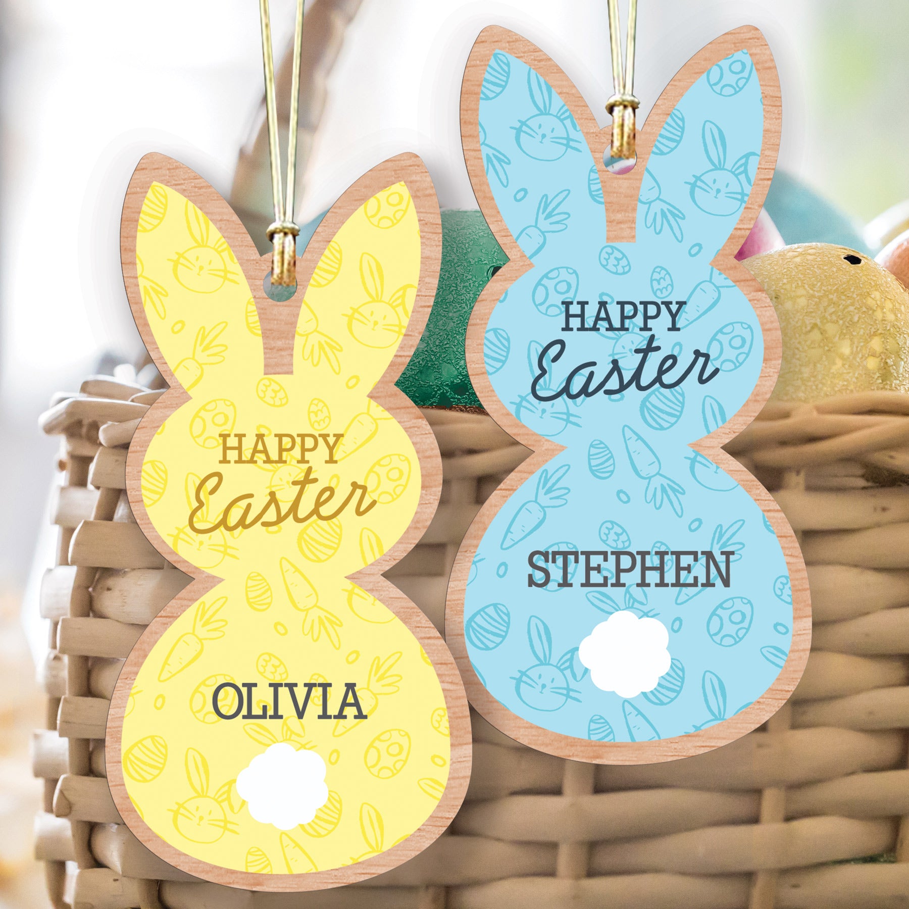 Personalized Happy Easter Bunny Basket Tag