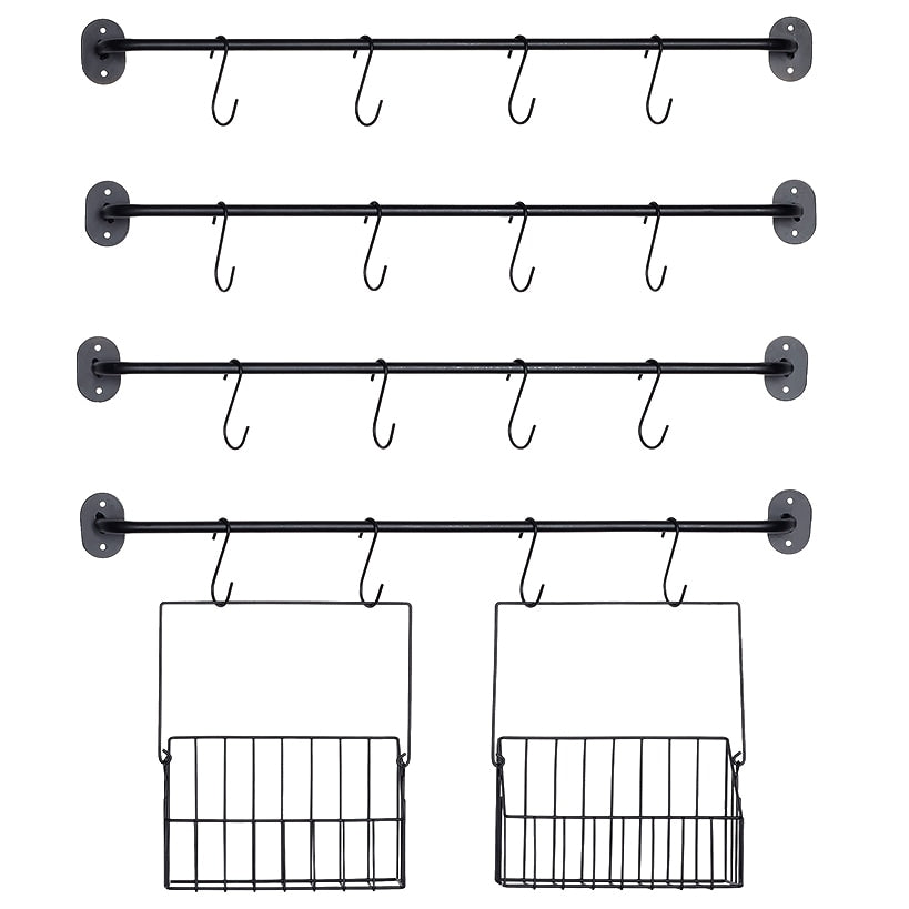 Wall-Mounted 4-Tier Coffee Mug Rack with Baskets