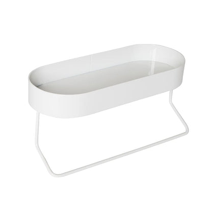 Wall Mounted Bathroom Shelf with Towel Bar and Oval Top Tray