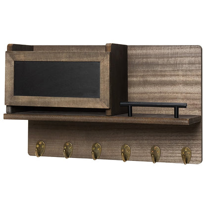 Wall Mounted Entryway Organizer Shelf with Chalkboard and Mail Bin