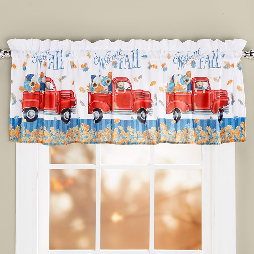 Welcome Fall Puppy Valance or Shower Hooks Set of 12