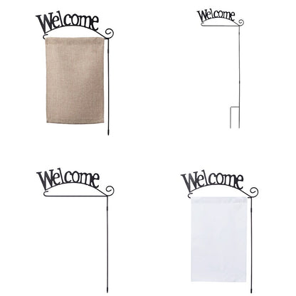 Welcome Wrought Iron Garden Flag Stand