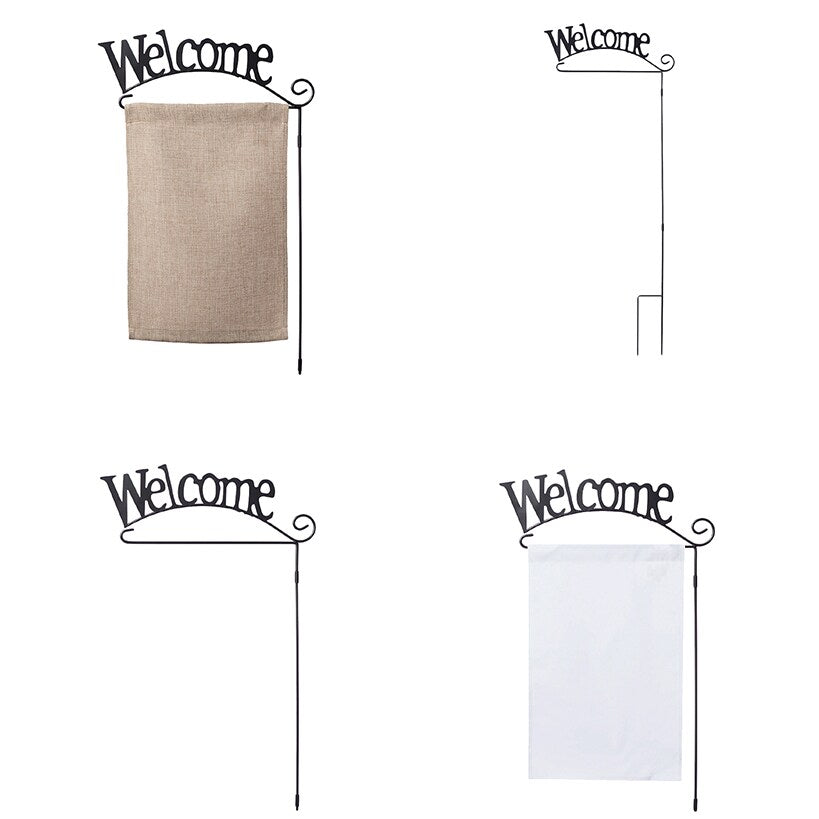 Welcome Wrought Iron Garden Flag Stand