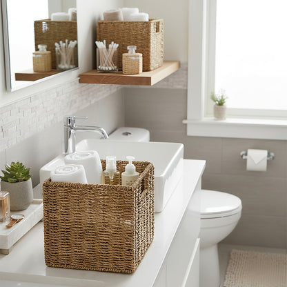 Narrow Storage Tower with 6 Shelves or Set of 2 Wicker Baskets