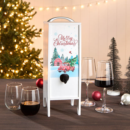 Boxed Wine Decorative Wooden Cover for Christmas - Holds 3L