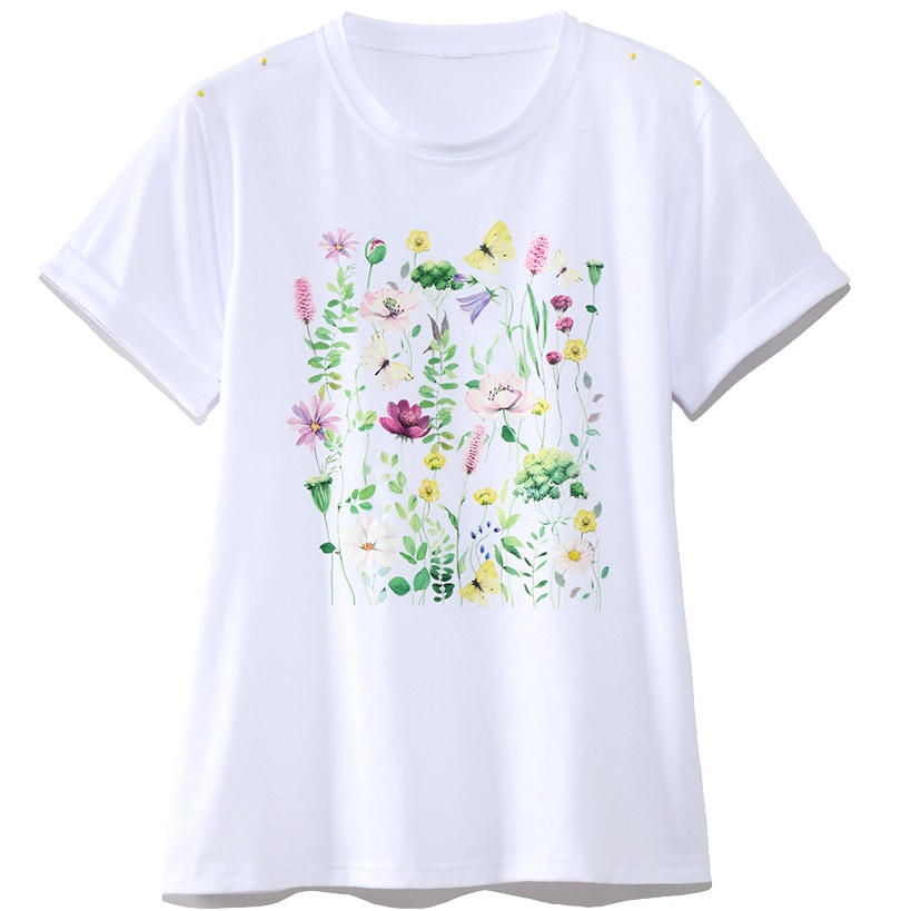 Women's Colorful Floral Short Sleeve Graphic T-Shirt | The