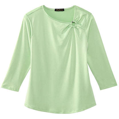 Women's Asymmetrical 3/4 Sleeve Top with O-Ring