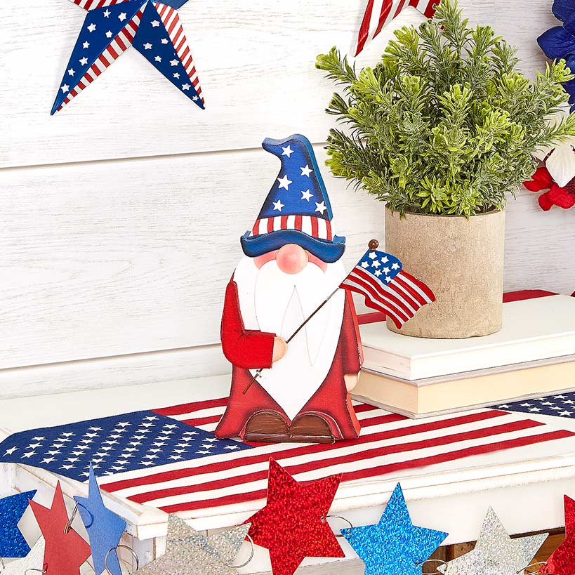 Americana Gnome Stars and Stripes Decor#select-item_wood-gnome-holding-flag