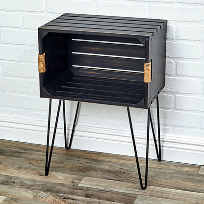 Rustic Wood-Like Crate End Table