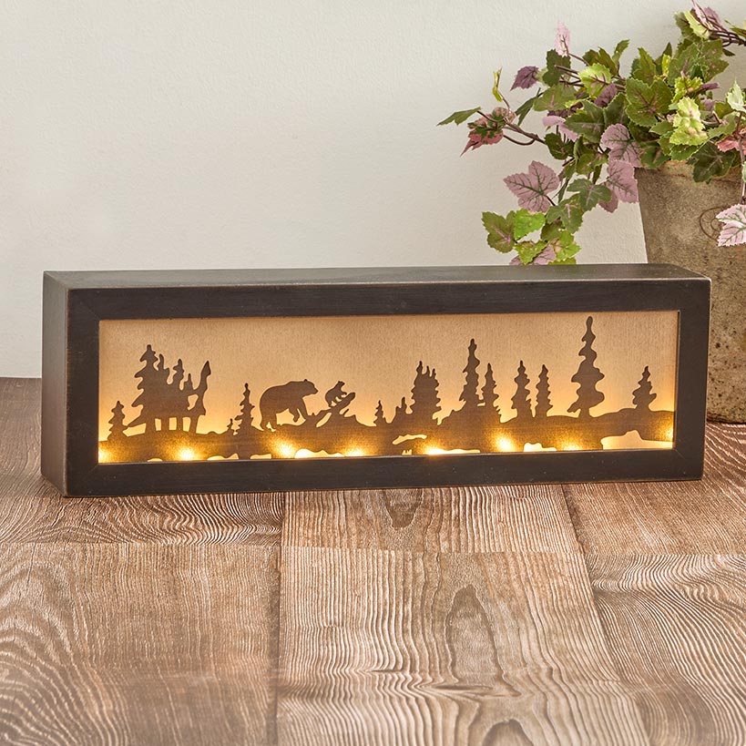 Lighted Decor Tabletop Or Wall Woodland Scene Moose Bear#select-animal_bear