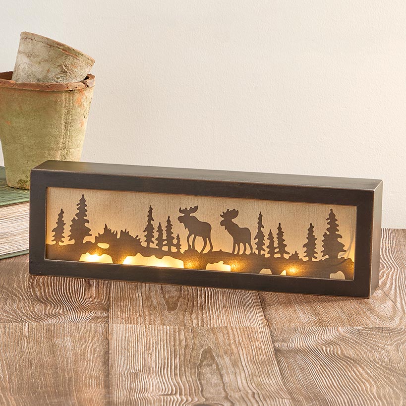 Lighted Decor Tabletop Or Wall Woodland Scene Moose Bear#select-animal_moose