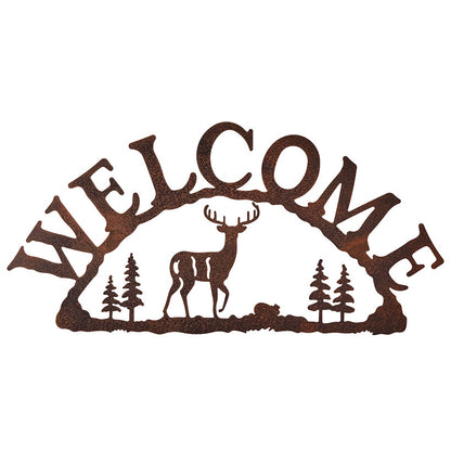 Rustic Woodland Moose Metal Welcome Sign