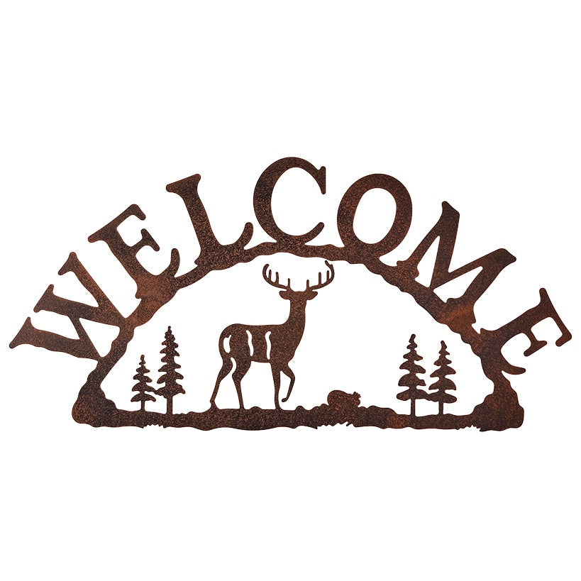 Rustic Woodland Moose Metal Welcome Sign