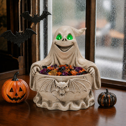 Halloween Ghost Storage Bowl Figurine, Spooky Candy Dish with LED Light for Halloween Party - image 12