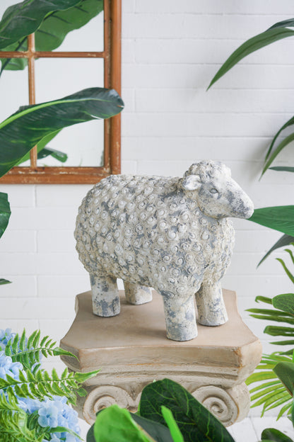 18x9.5x14" Magnesium Sheep Figurine with Weathered White and Gray Finish - image 6