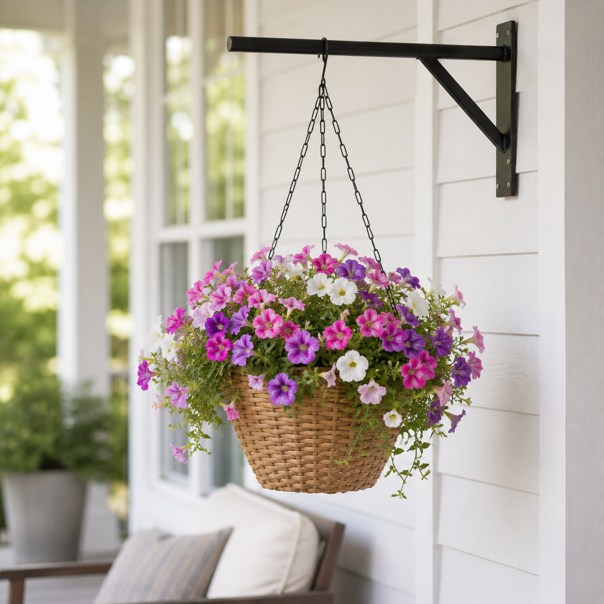 SOLHOME 10.6" Resin Wicker Set of 2 Hanging Planters with Steel Frame – Indoor Outdoor Plant Holders with Steel Hangers and PE Liner - image 10