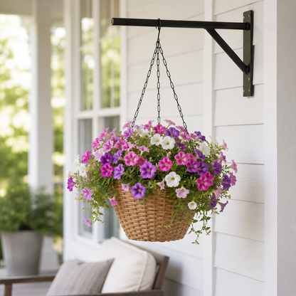 SOLHOME 10.6" Resin Wicker Set of 2 Hanging Planters with Steel Frame – Indoor Outdoor Plant Holders with Steel Hangers and PE Liner - image 10