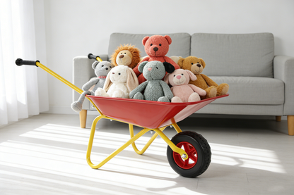 Children's metal wheelbarrow, Maximum load capacity: 33LBS,children's heavy wheelbarrow, metal structure wheelbarrow, steel tray, can be used in gardens, loading leaves, soil, sand, etc. (red) - image 6