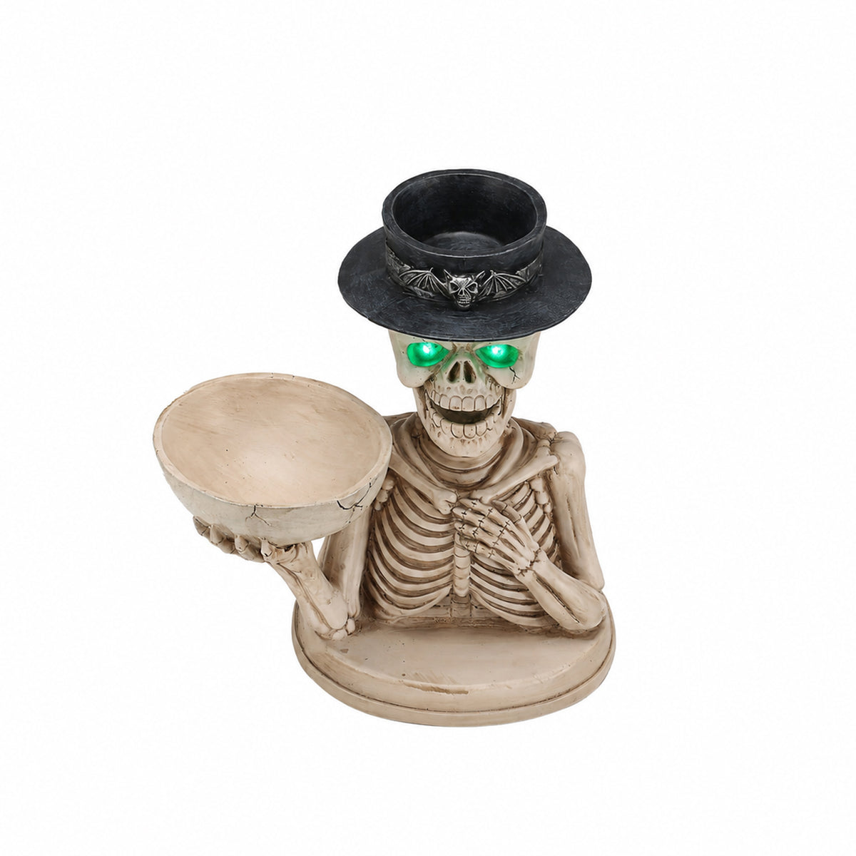 Halloween Skeleton Figurine with Storage Bowl & Candle Holder, Spooky Halloween Decor for Indoor Home - image 8