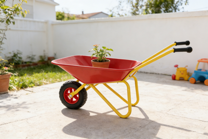 Children's metal wheelbarrow, Maximum load capacity: 33LBS,children's heavy wheelbarrow, metal structure wheelbarrow, steel tray, can be used in gardens, loading leaves, soil, sand, etc. (red) - image 5