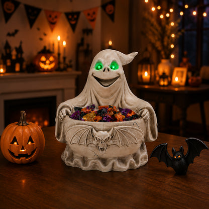 Halloween Ghost Storage Bowl Figurine, Spooky Candy Dish with LED Light for Halloween Party - image 10