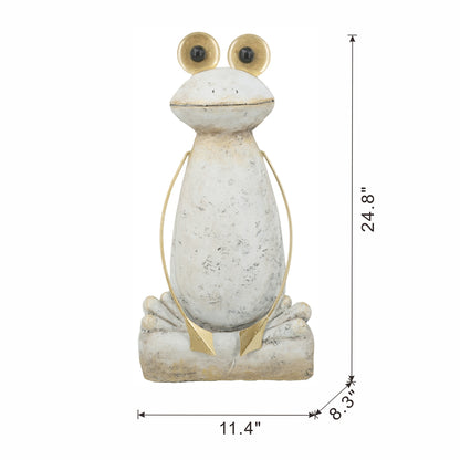11.4x8.3x24.8" Abstract White Magnesium Frog Figurine with Gold Arms and Eyes - image 10