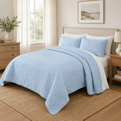 Quilted Shell Bedspread Ensemble