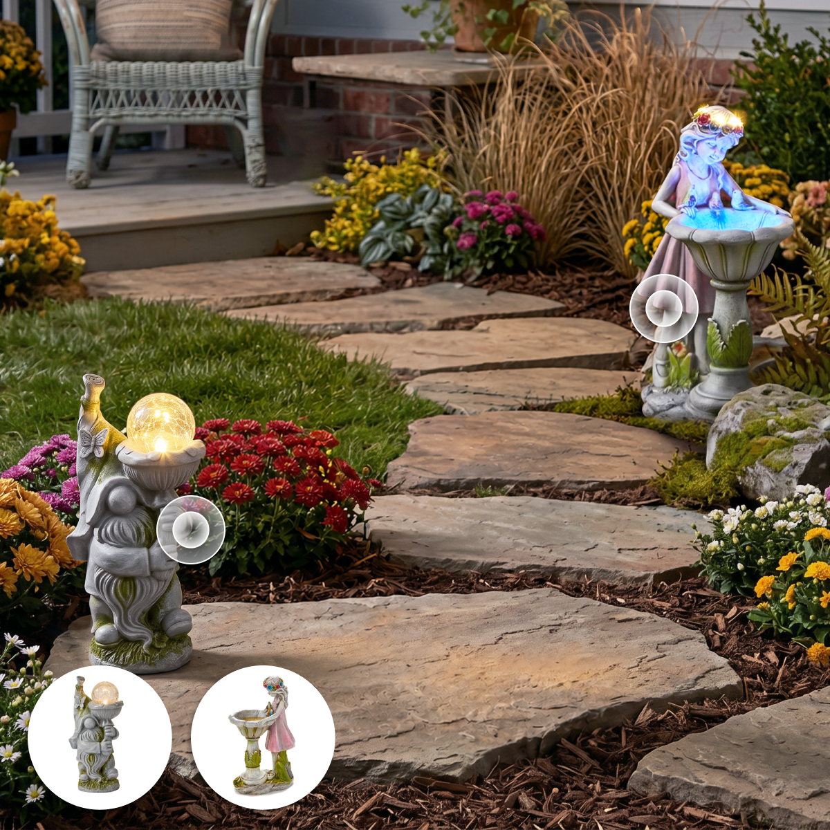 Enchanted Garden Statue Duo