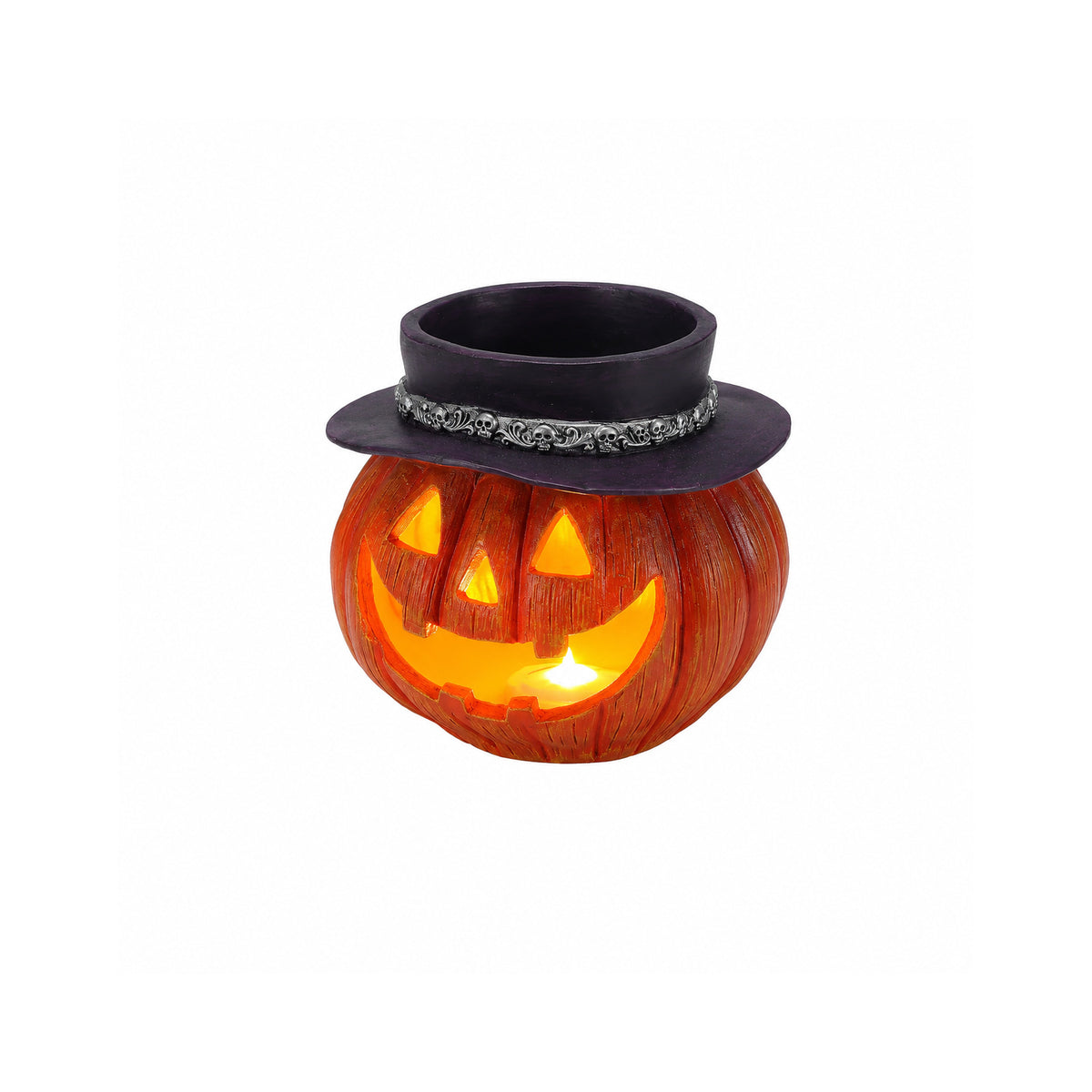 Halloween Pumpkin Candy Bowl with Witch Hat, Light Up Jack O Lantern Decoration, Spooky Tabletop Storage Container for Home Party Decor - image 6