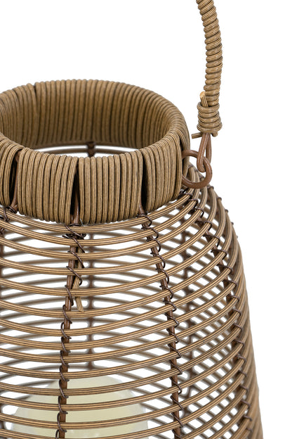 7.9x7.9x10.6" Brown Poly Rattan Lantern With White LED Candle - image 4