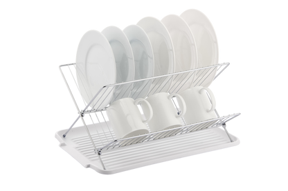 17 Inch X Shaped Stainless Steel 2-Tier Dish Rack for Kitchen Counter