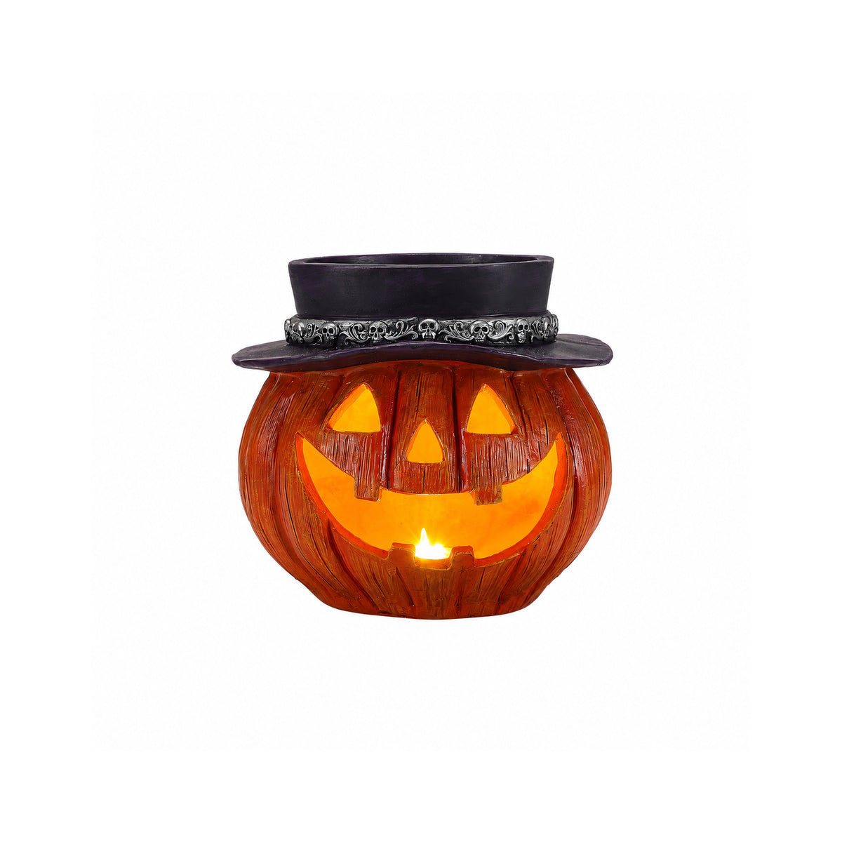 Halloween Pumpkin Candy Bowl with Witch Hat, Light Up Jack O Lantern Decoration, Spooky Tabletop Storage Container for Home Party Decor - image 5