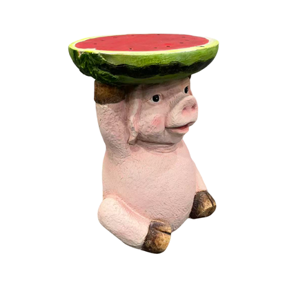 13.39" High Cute Pig Side Table, 11.34" Wide Pig with Watermelon Top, Multi-Functional Plant Stand & End Table for Home & Garden Decoration - image 13