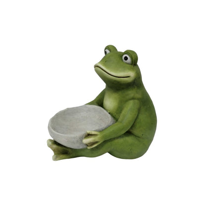 15'' Moss Green Frog Statue Holding Bowl, Cute Animal Bird Feeder Figurine, Outdoor Garden Landscape Sculpture Ornament for Front Porch, Backyard Lawn, Patio, Walkway Home Decor - image 8