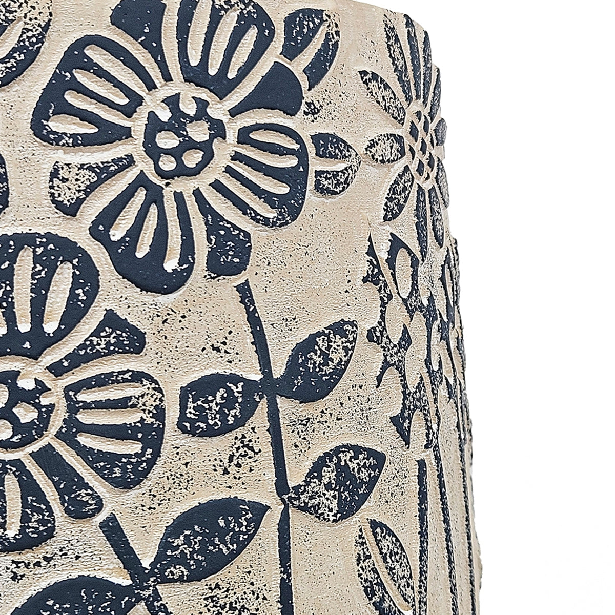 S/2 Gray Sand and Cement Planters with Blue Floral Motif, L:D7x6.7" S:D5.5x5" - image 8