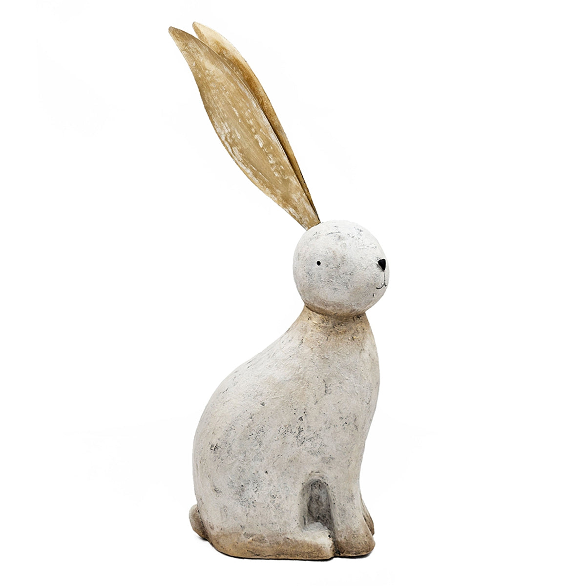 11x5.7x24.8" White Magnesium Rabbit Figurine with Gold Iron Ears - image 4