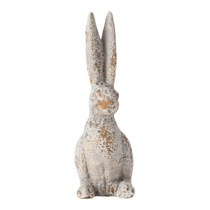 5.3x4.5x12.8" Weathered Cement Cream Rabbit Statue - image 2