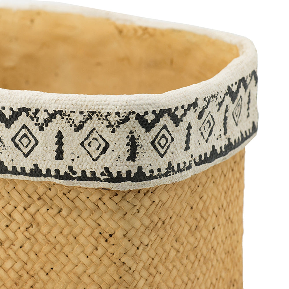 Set of 2 Rectangular Basket Planters with Geometric Trim, L:10.5x8.5x8" S:7.5x5.5x6.5" - image 5