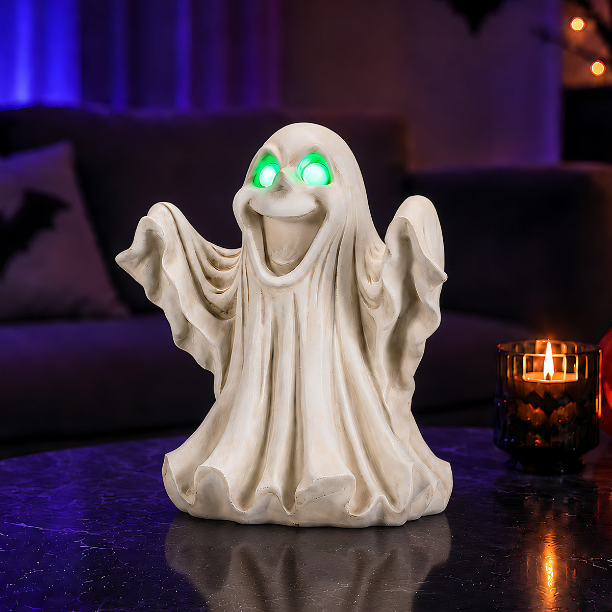 Halloween Ghost Figurine - LED Light Up with Glowing Eyes - image 2