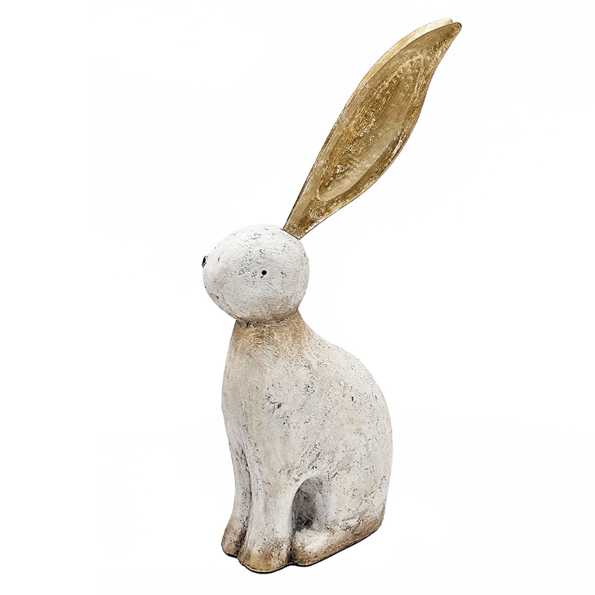11x5.7x24.8" White Magnesium Rabbit Figurine with Gold Iron Ears - image 5