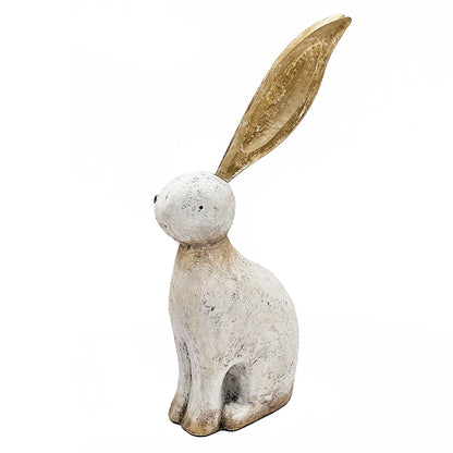 11x5.7x24.8" White Magnesium Rabbit Figurine with Gold Iron Ears - image 5