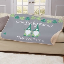 Personalized One Lucky Shamrock Sherpa Throw